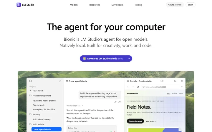 LM Studio home page, captured Oct 15, 2026